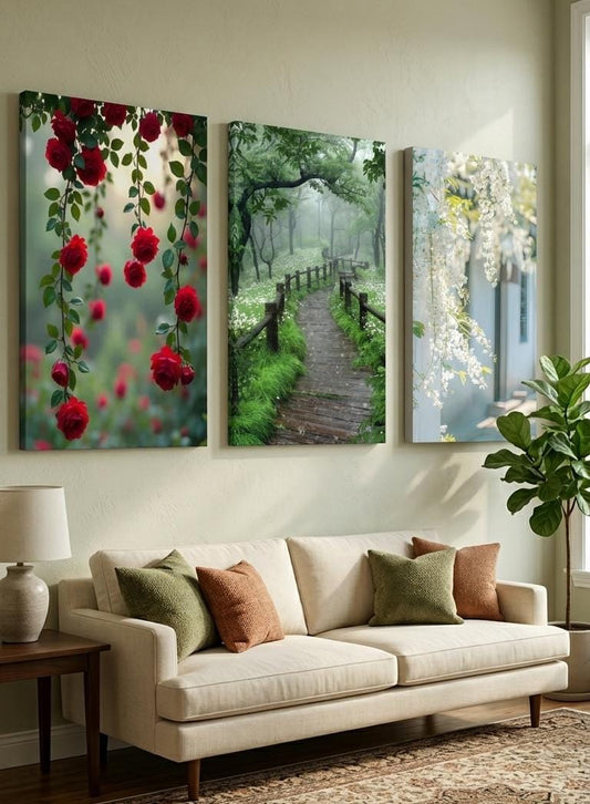 3 Pcs Wooden Sticky Wall Frames Set